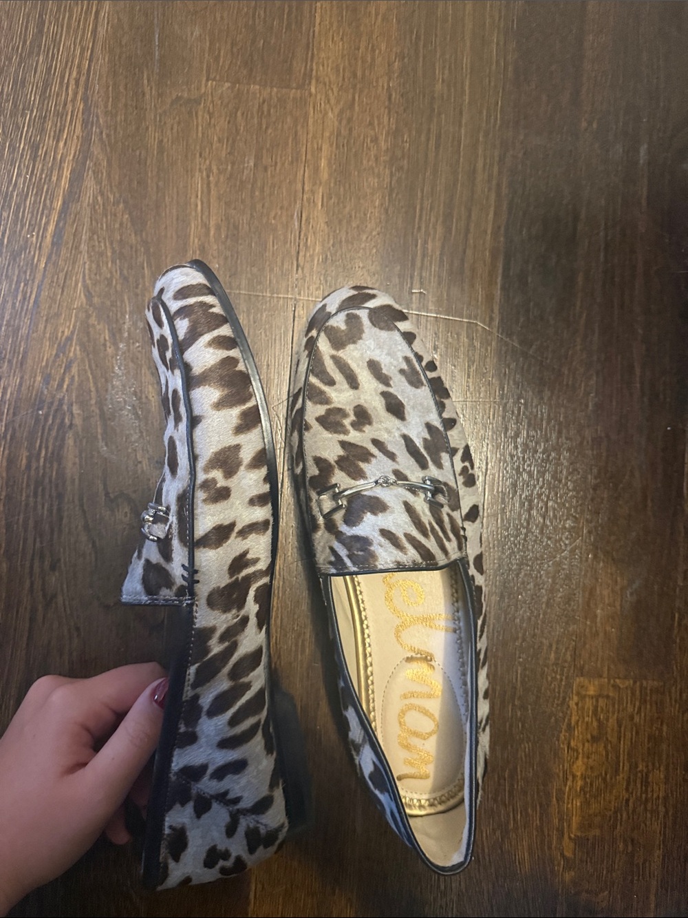 Sam Edelman Leopard-Print hair textured Slip-On Loafers in Tan and Brown